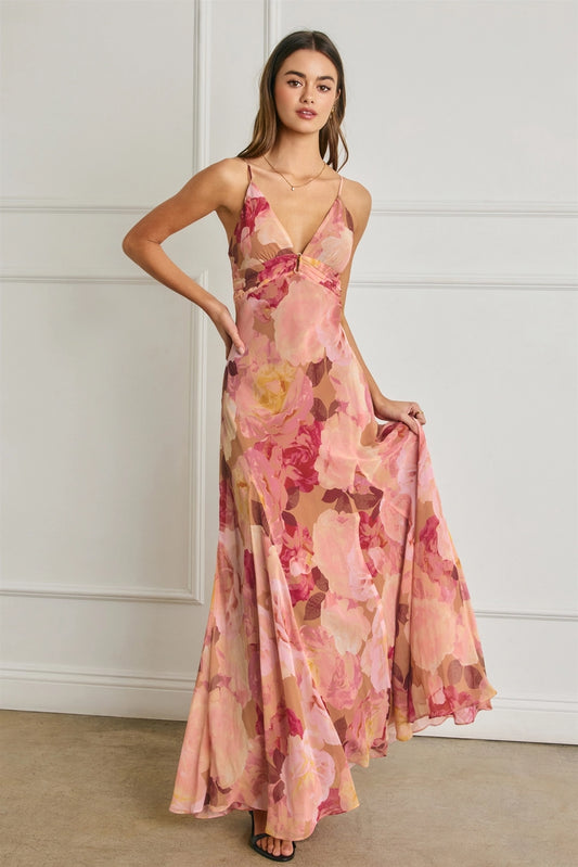 Floral Frilly Maxi Dress