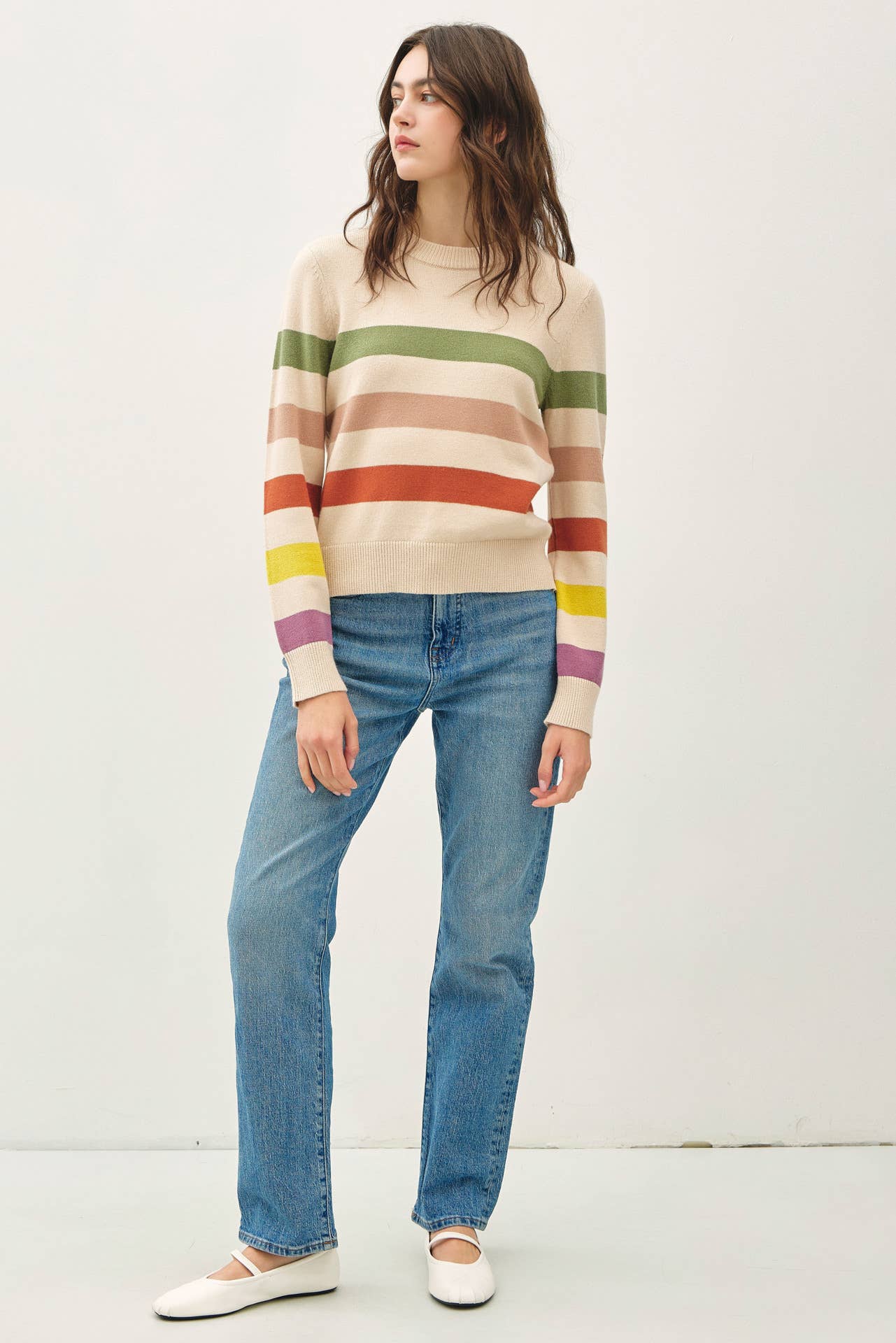 Rainbow Stripe Crop Sweater