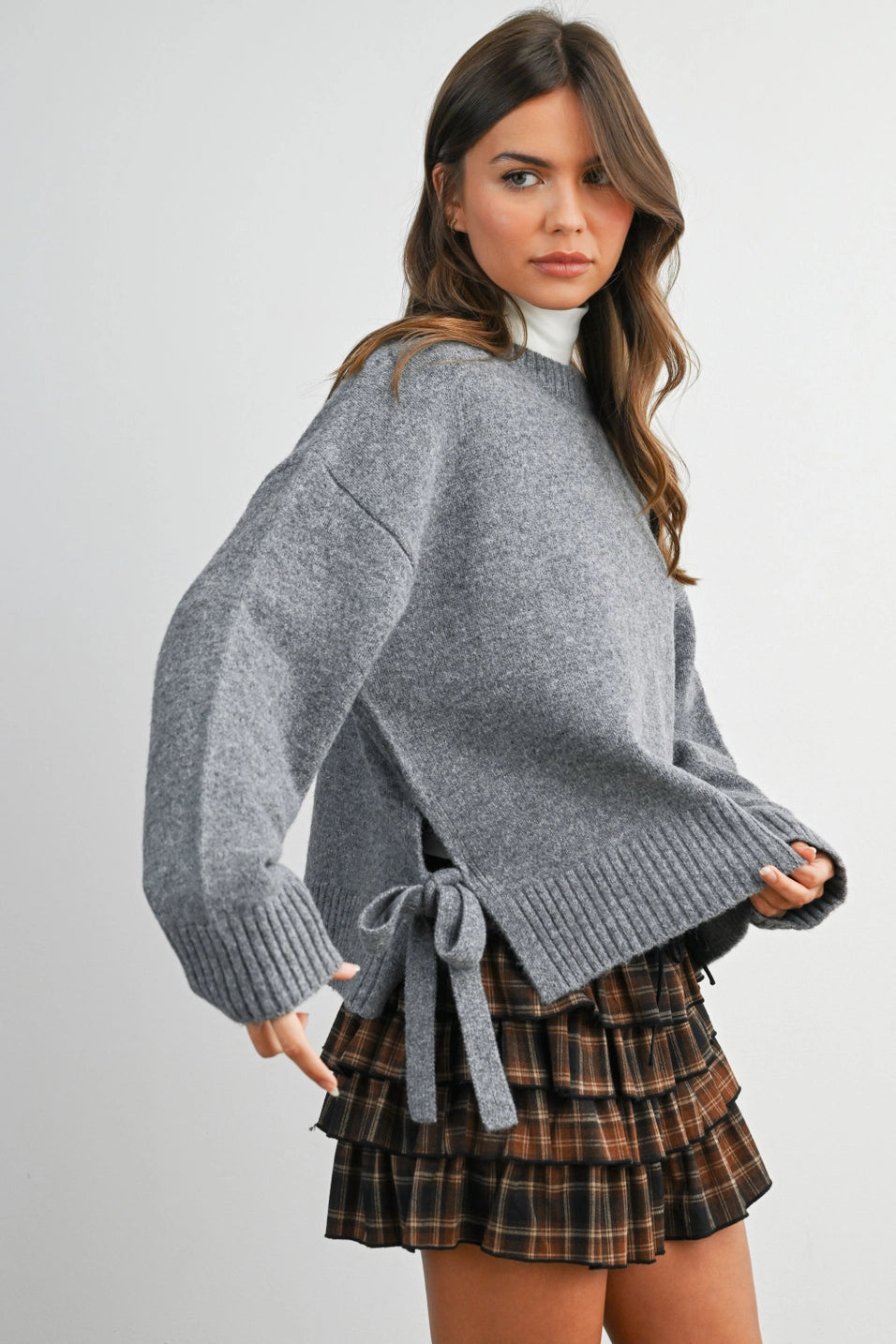 Tie Split Hem Sweater