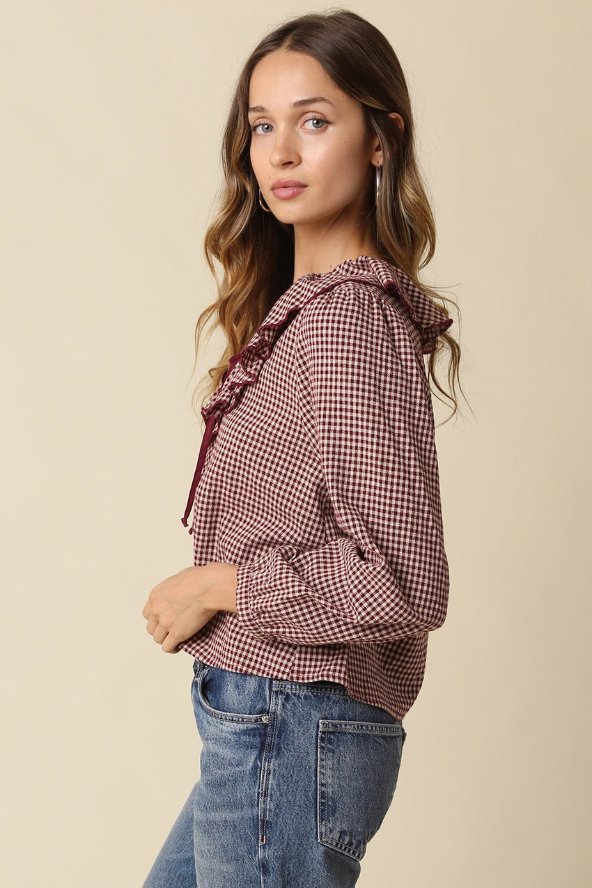 Alexa Gingham Ruffle Blouse