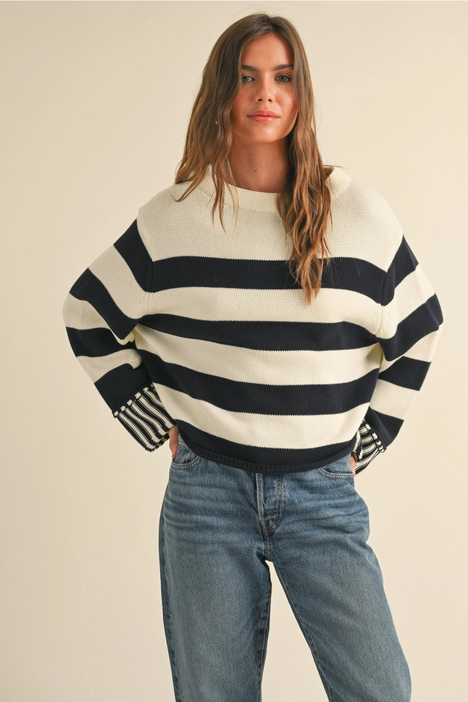 Contrast Striped Sweater