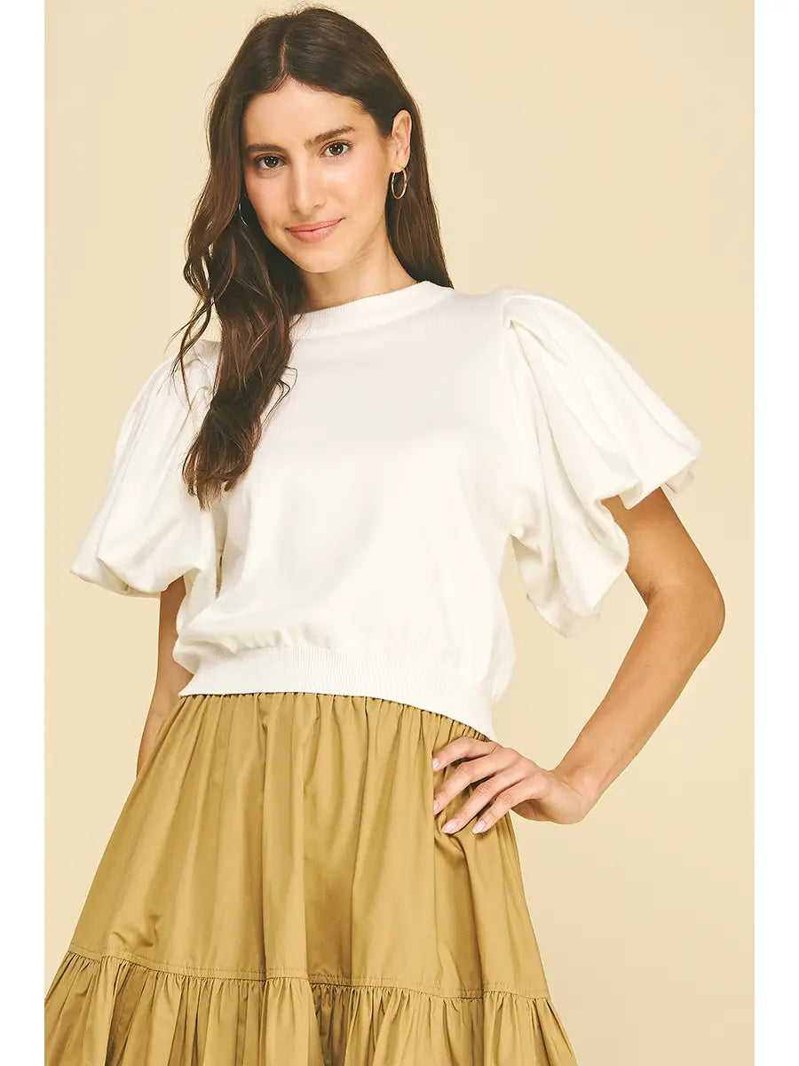 Puff Sleeve Knit Top