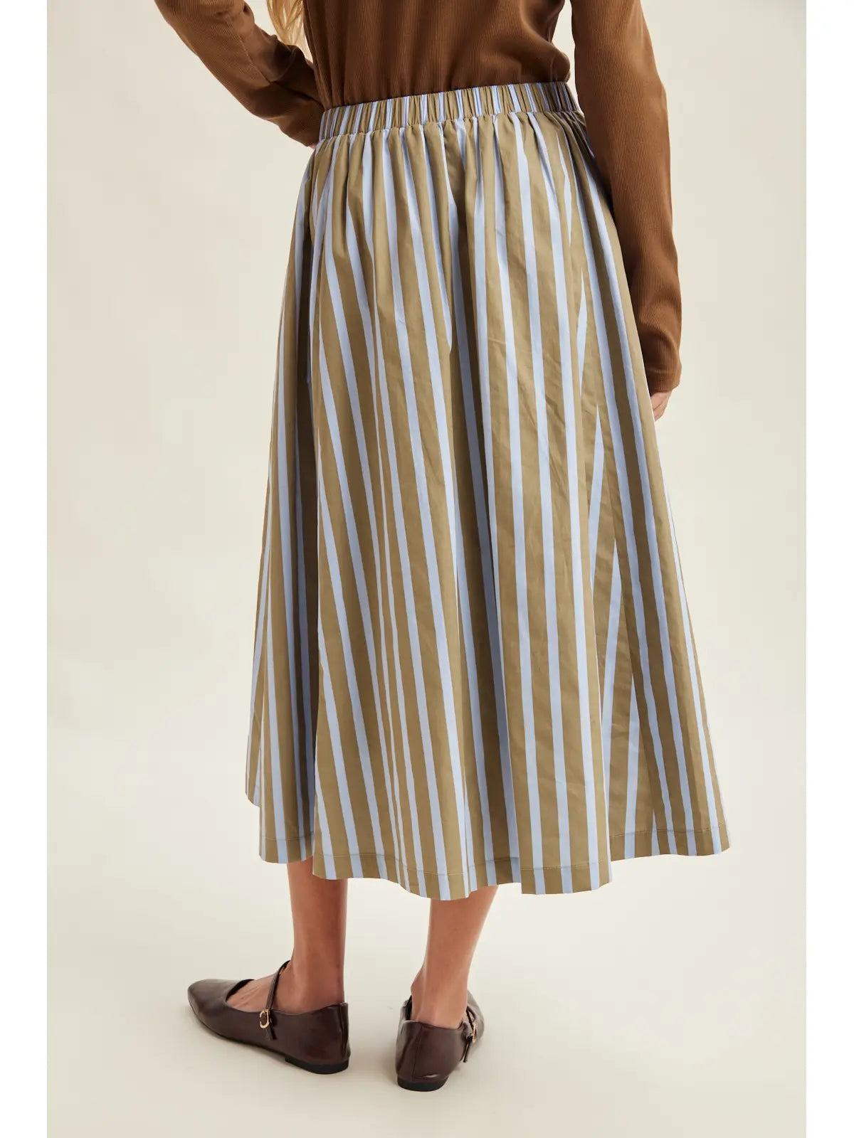 Vertical Stripe Midi Skirt