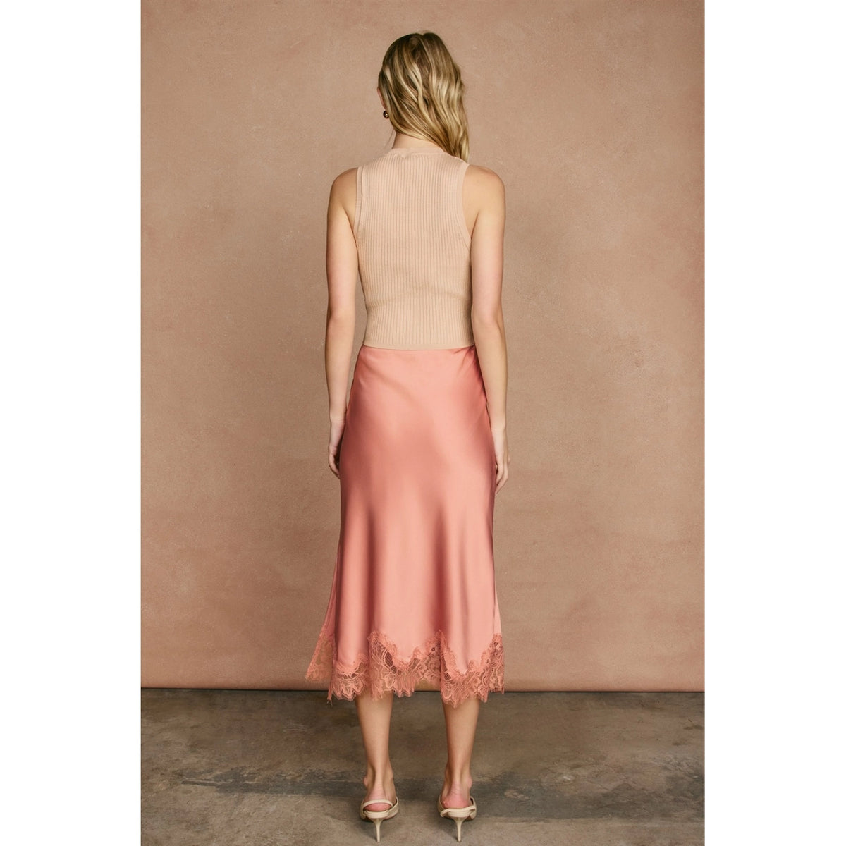 Satin Lace Pencil Skirt