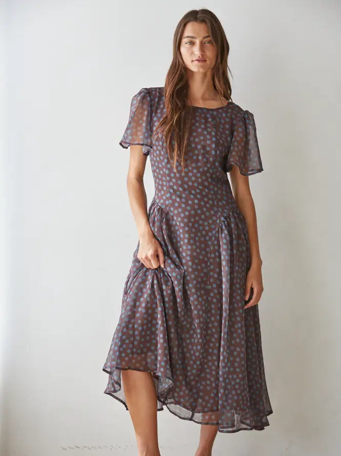 Chiffon Polka Dot Midi Dress