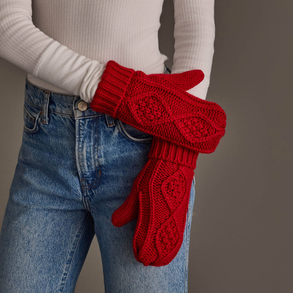 Red Cable Knit Mittens