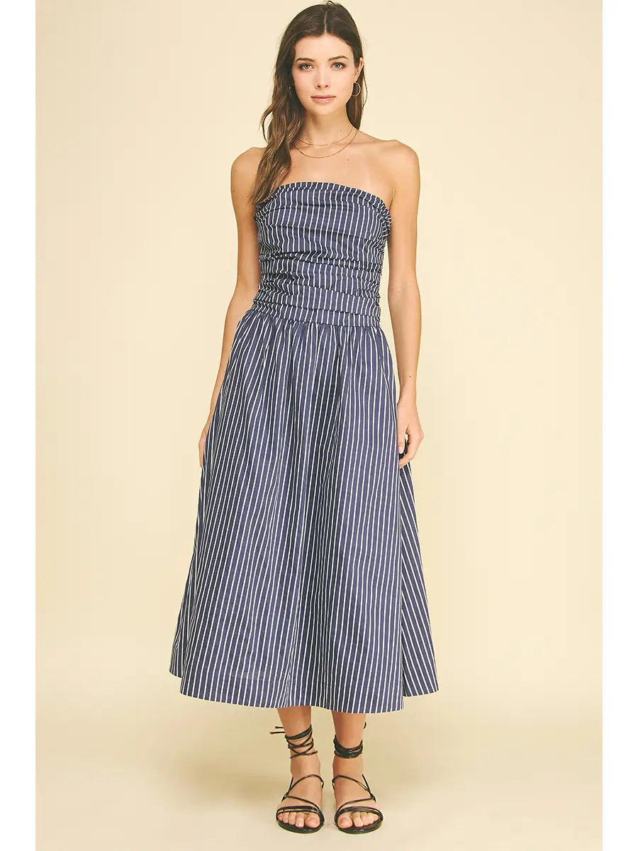 Striped Tube Midi Dress