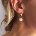 Moonstone Huggie Hoop Earrings