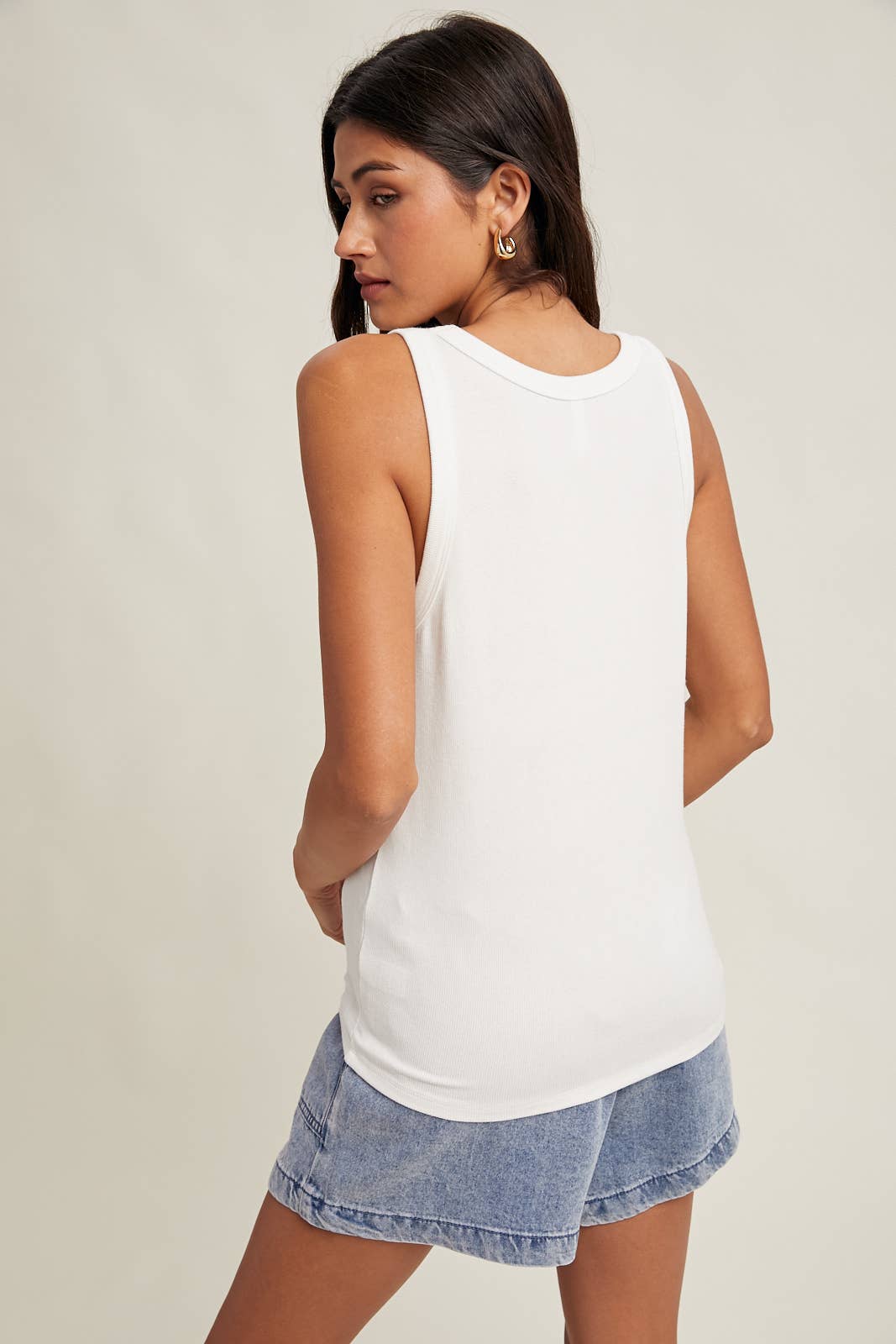 Basic Scoop Neck Rib Tank