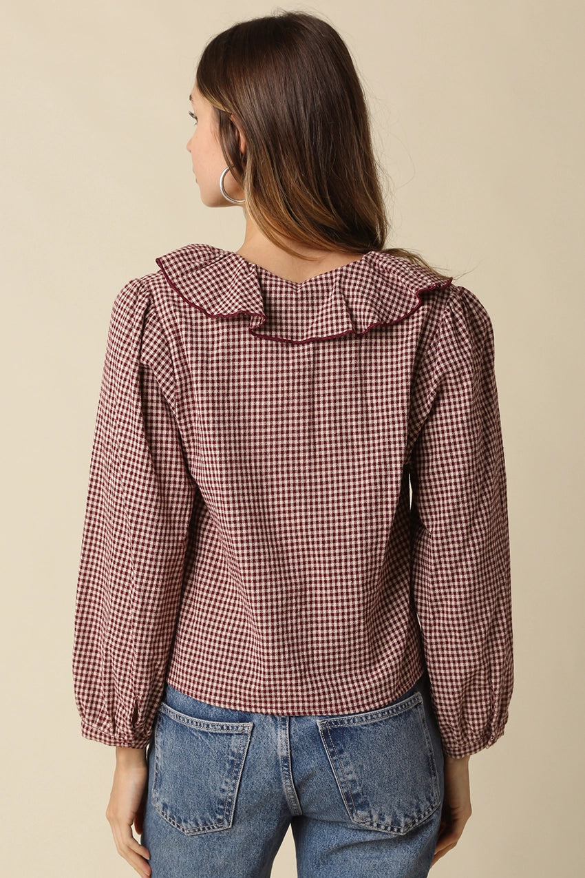Alexa Gingham Ruffle Blouse