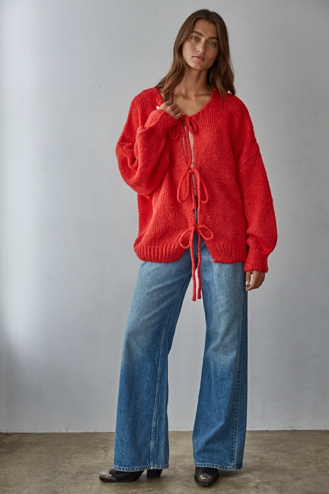 Slouchy Tie Front Cardigan