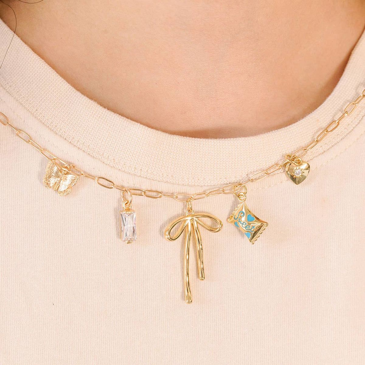 Tiny Paperclip Charm Necklace