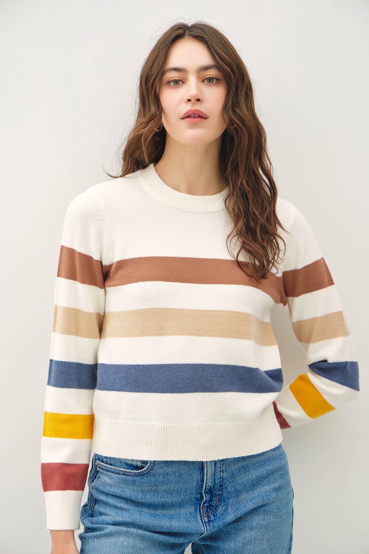 Rainbow Stripe Crop Sweater