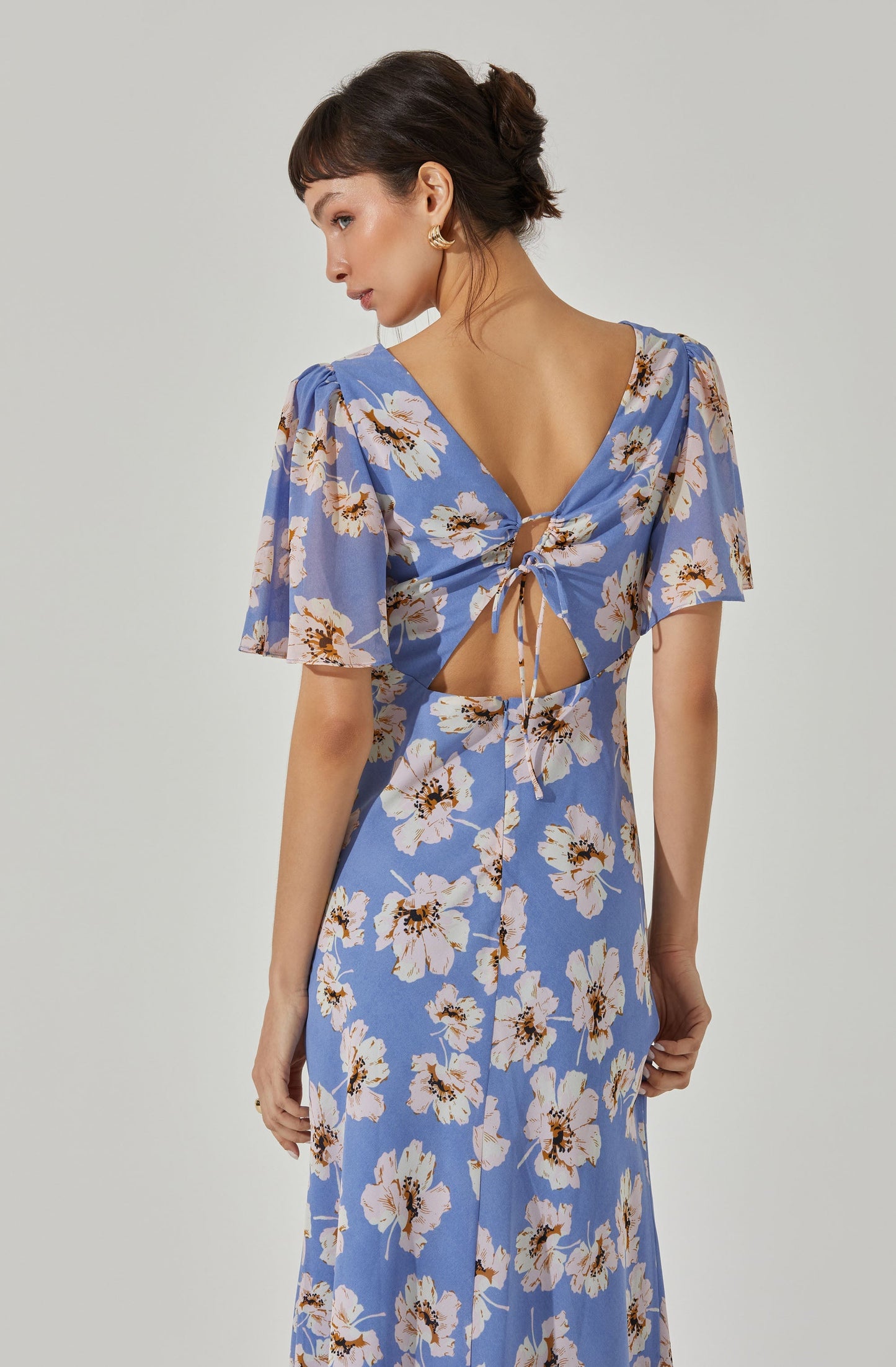 Tie Back Flutter Sleeve Dress