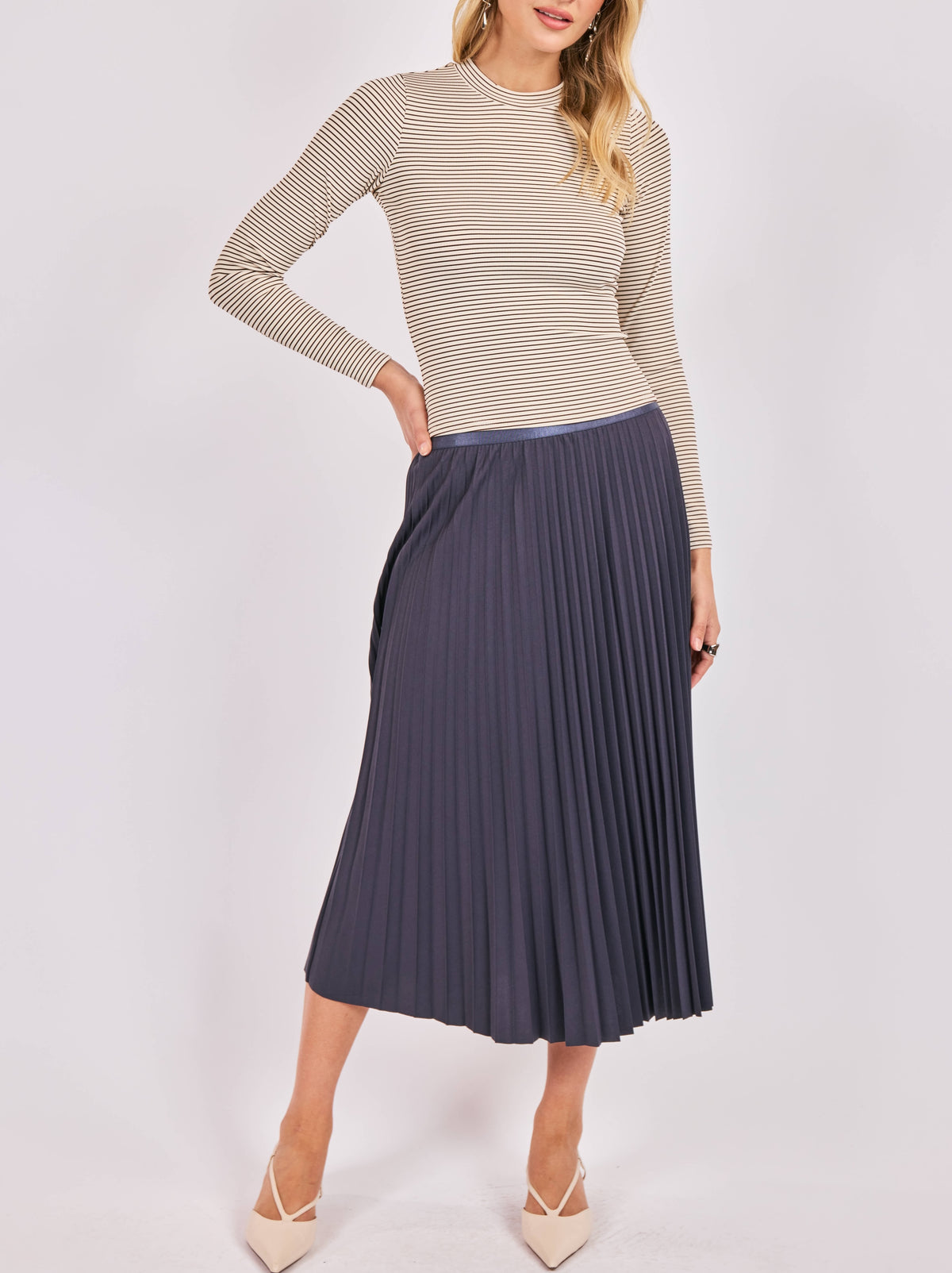 Pleated Midi Skirt