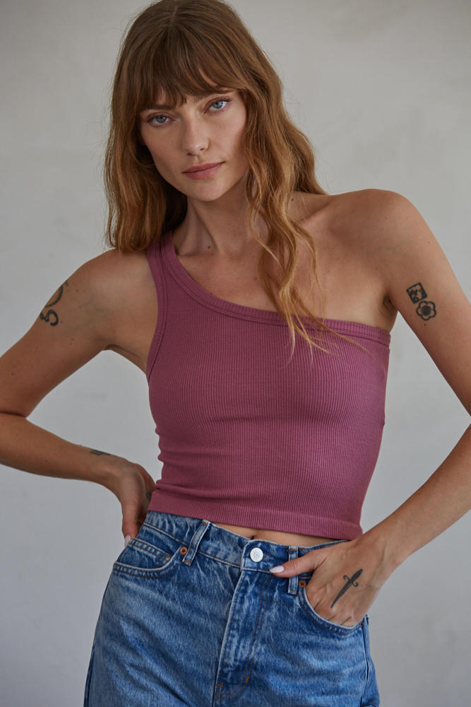 One Shoulder Crop Tank