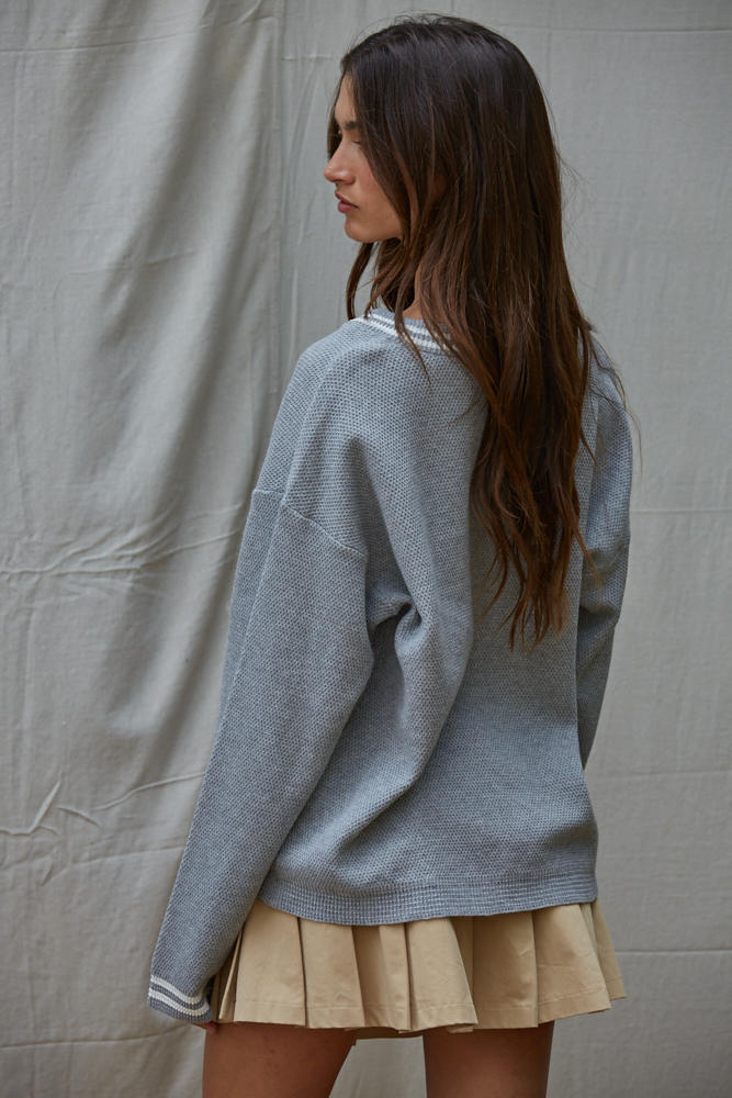 Crest Line Striped Cardi