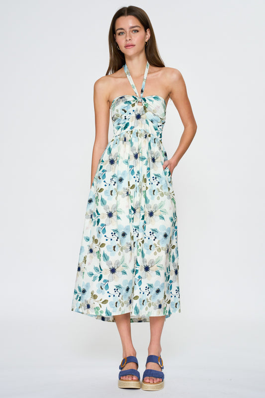 Floral Halter Midi Dress