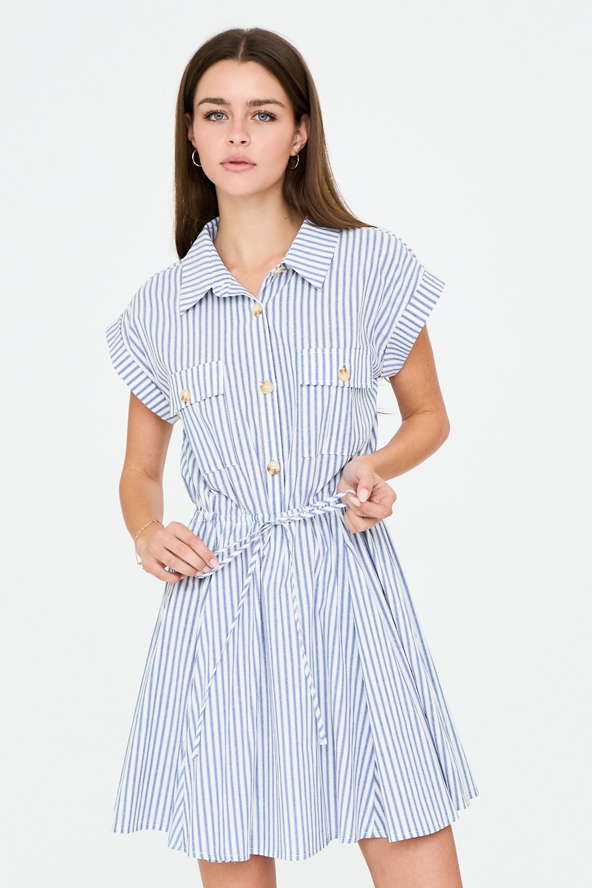 Striped Collar Mini Dress
