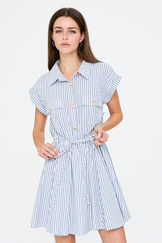 Striped Collar Mini Dress