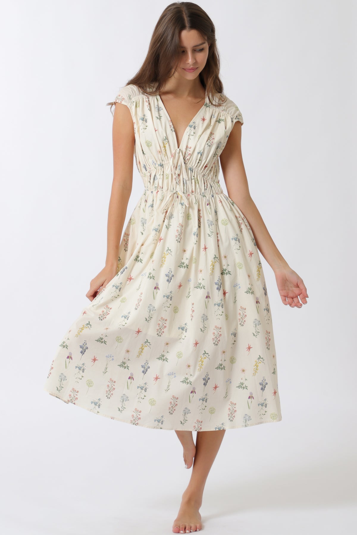 Floral Front Tie Midi Dress