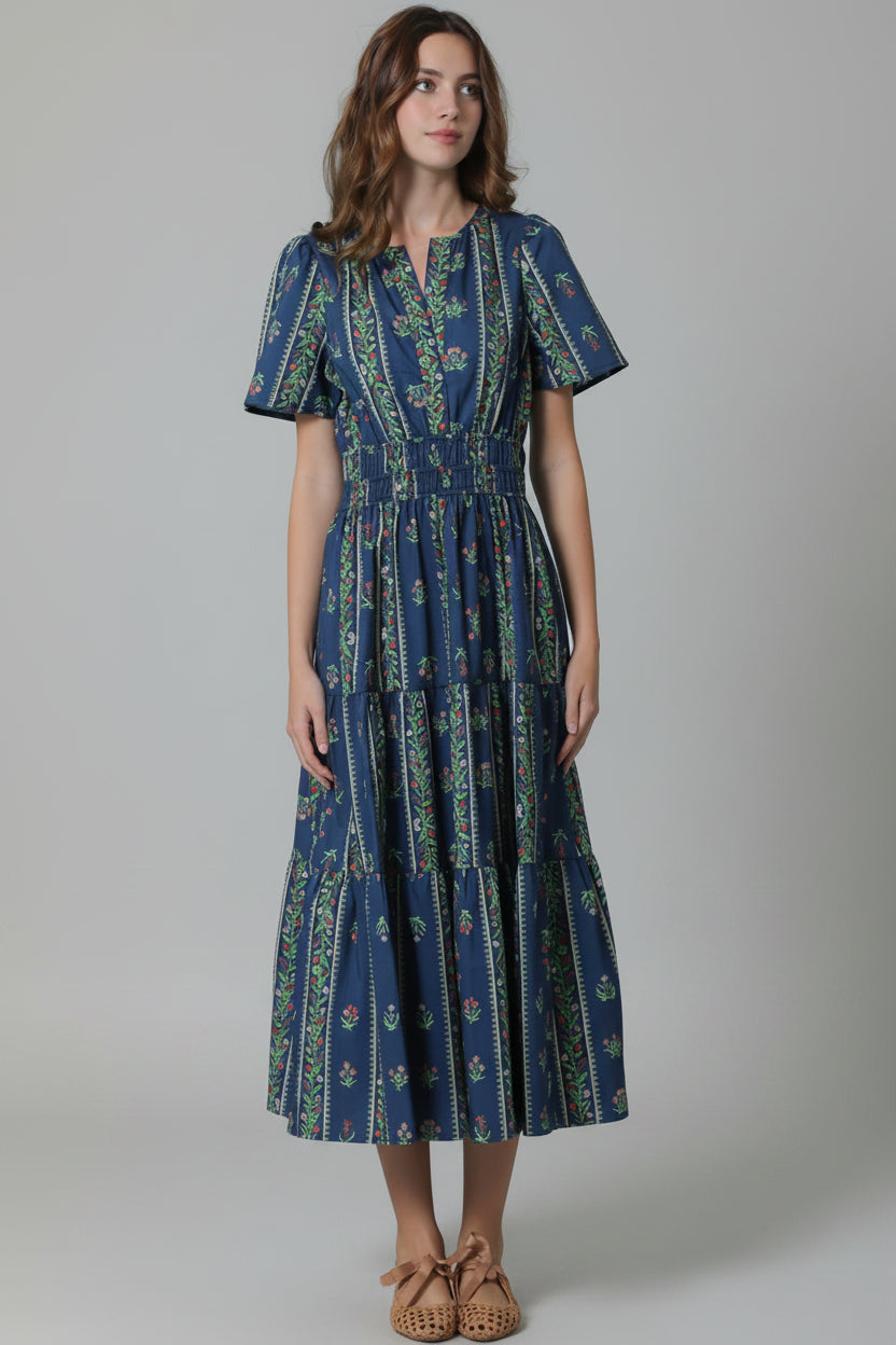 Tiered Poplin Maxi Dress