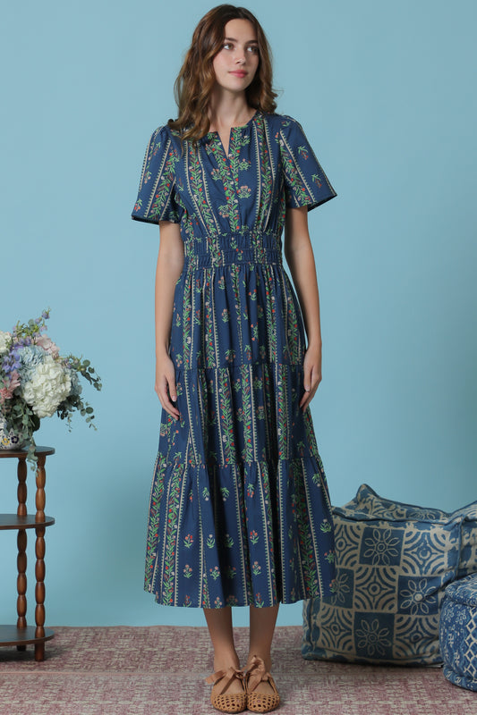 Tiered Poplin Maxi Dress