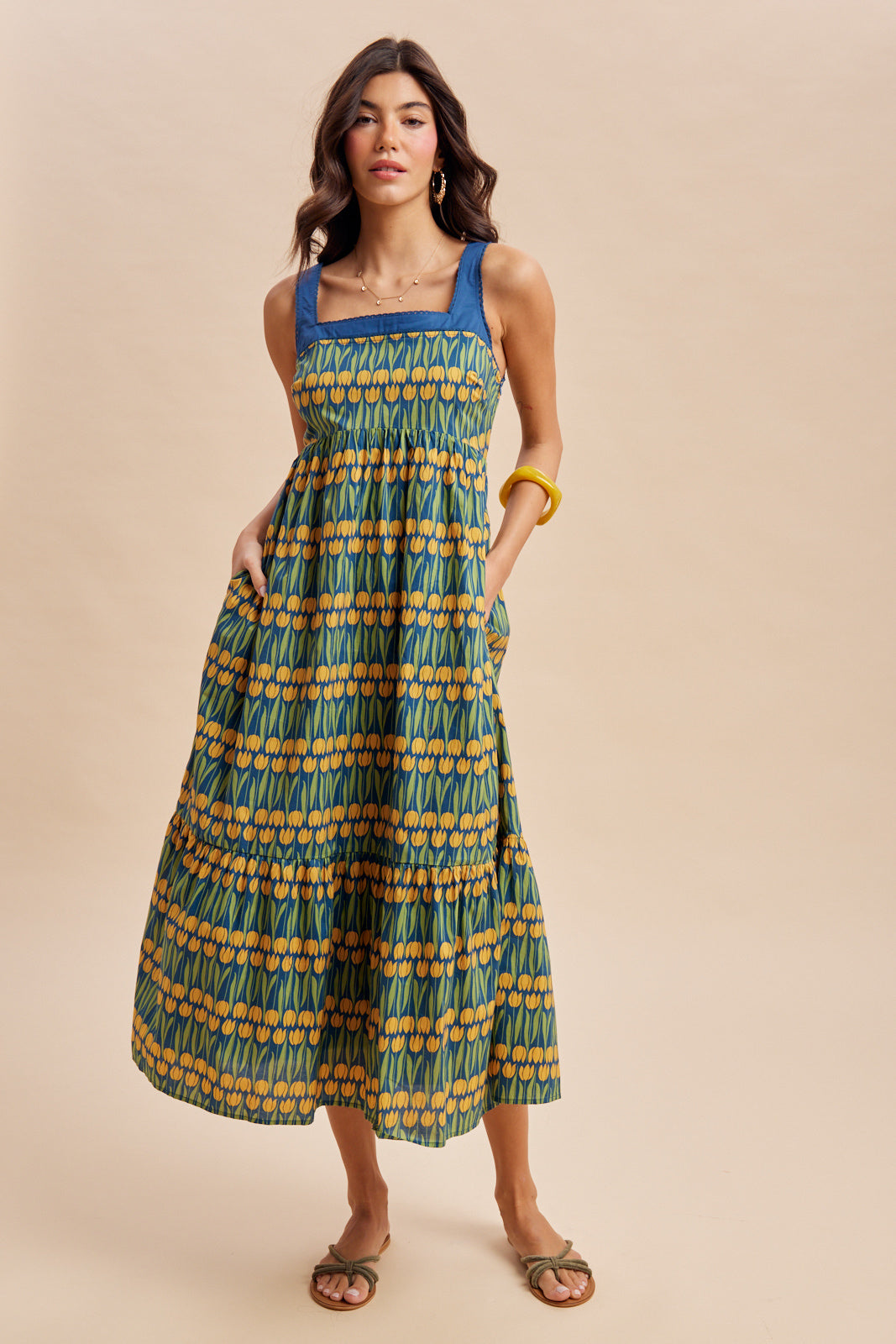 Floral Square Neck Maxi Dress