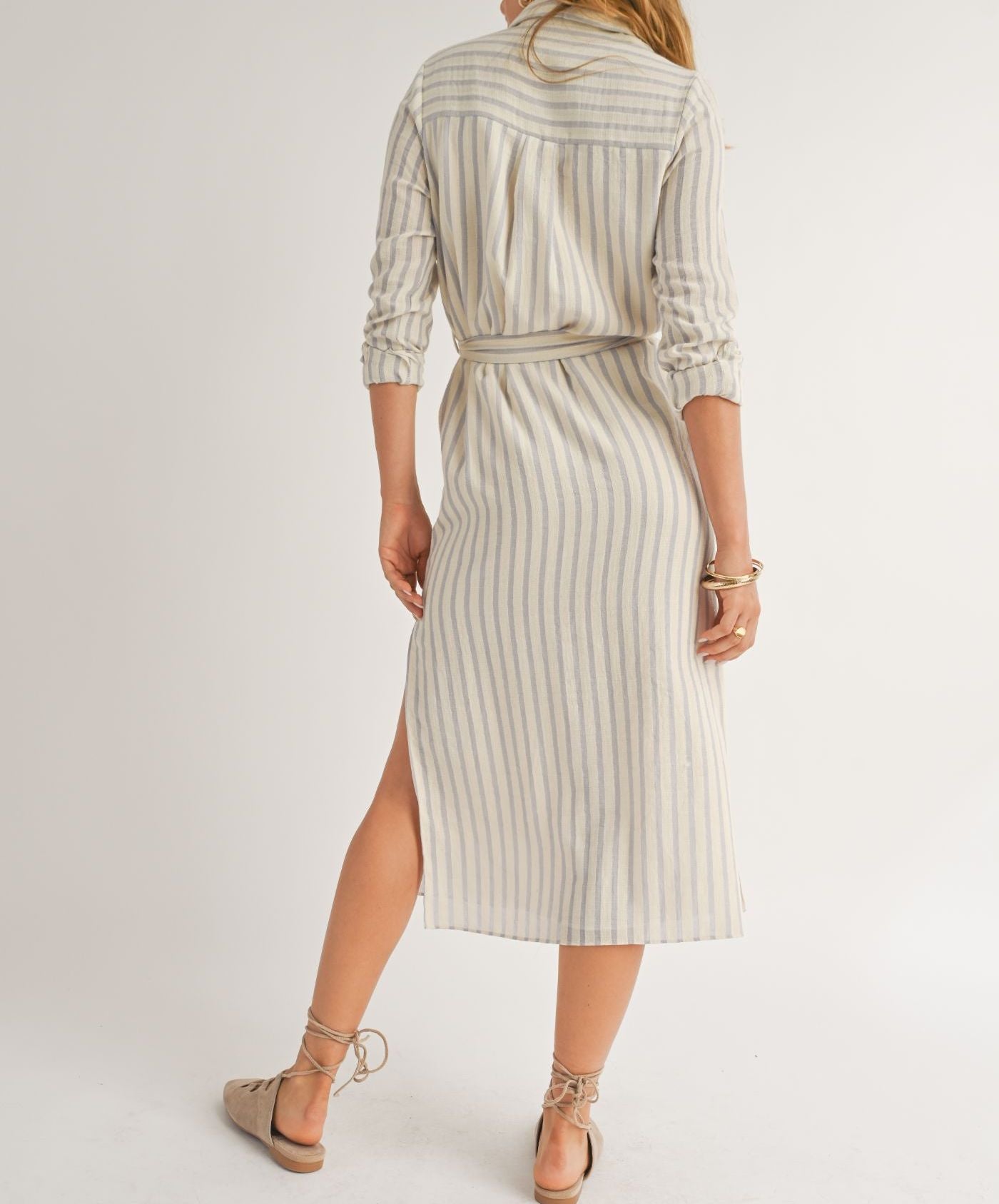 Striped Midi Shirt Dress