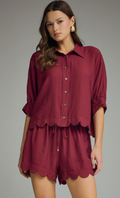 Scallop Button Up Blouse