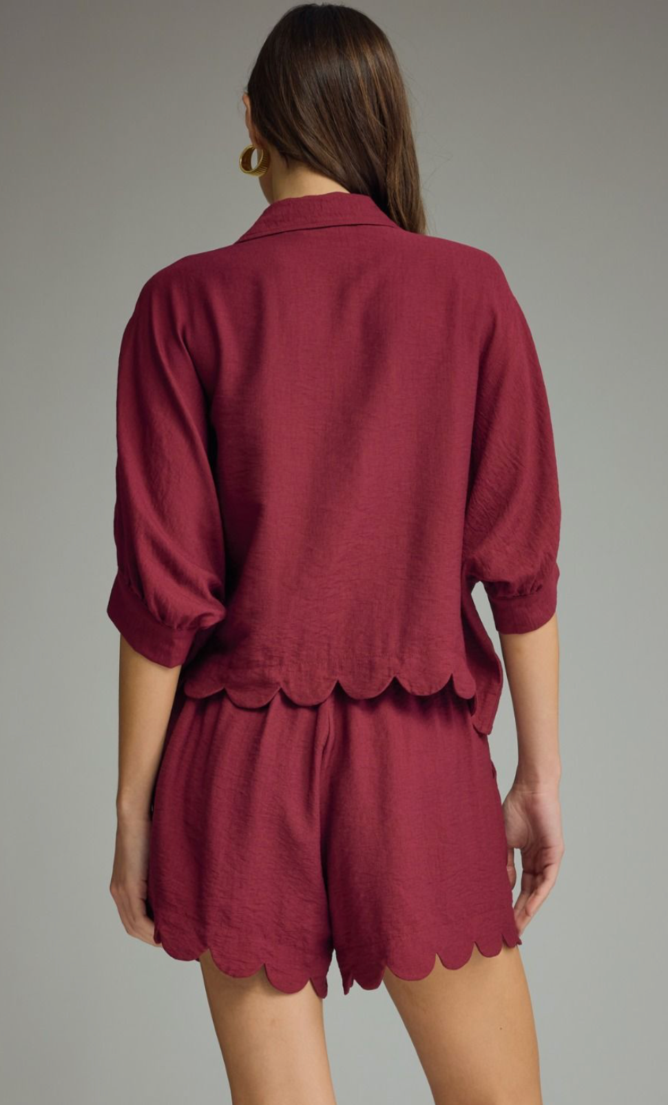 Scallop Button Up Blouse