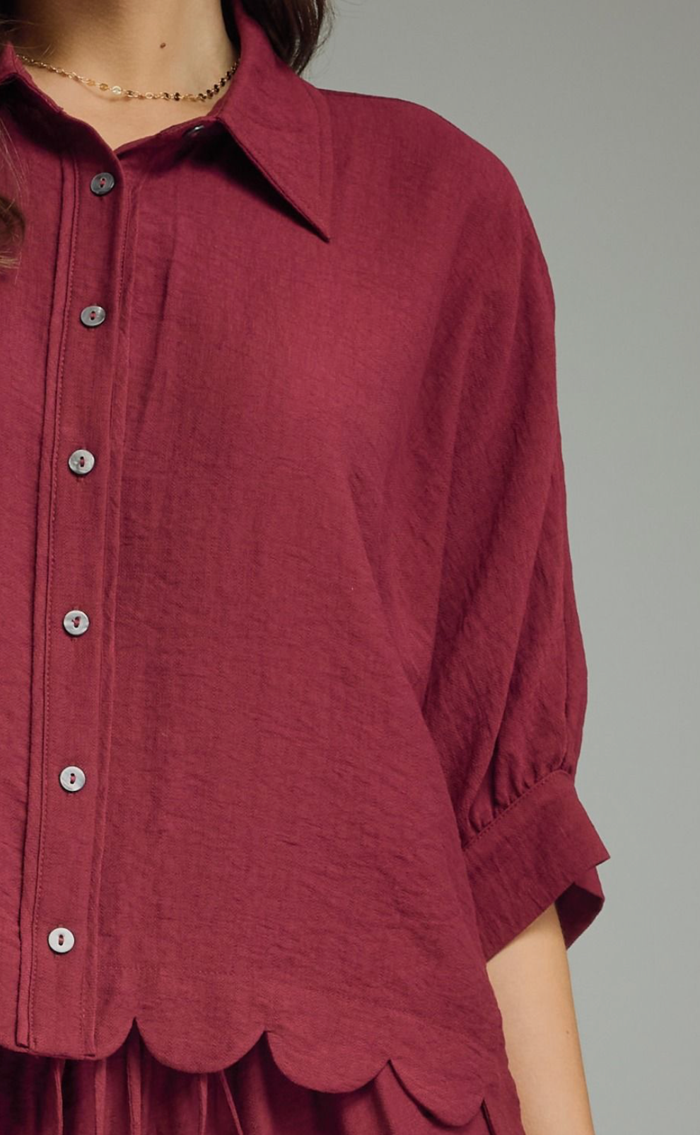 Scallop Button Up Blouse