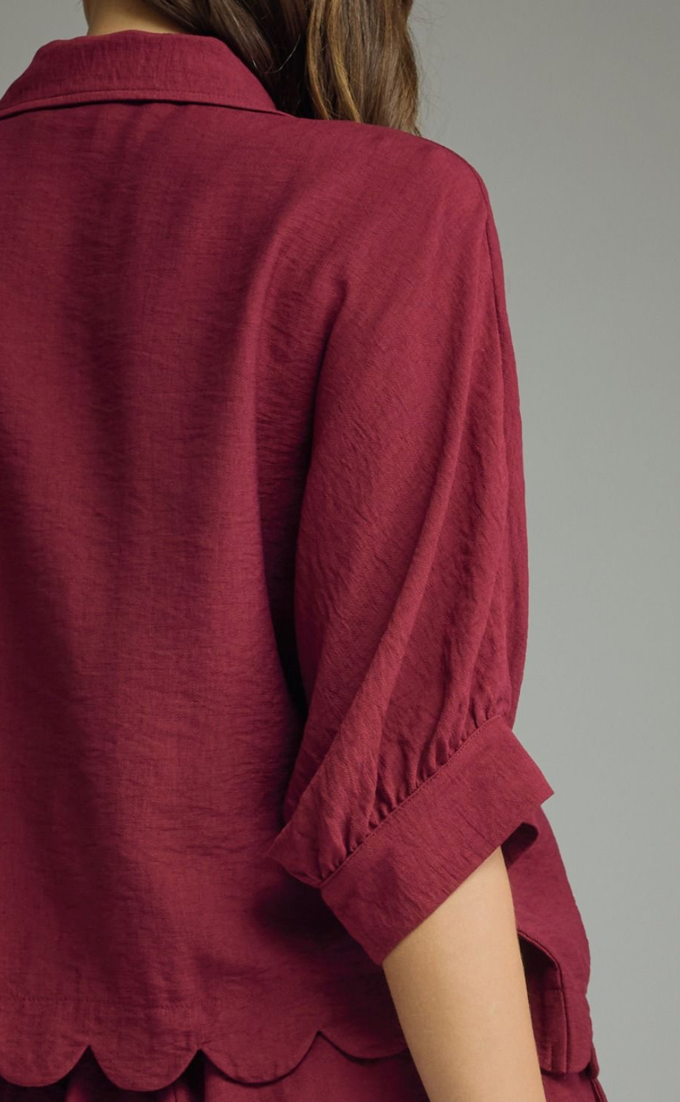 Scallop Button Up Blouse