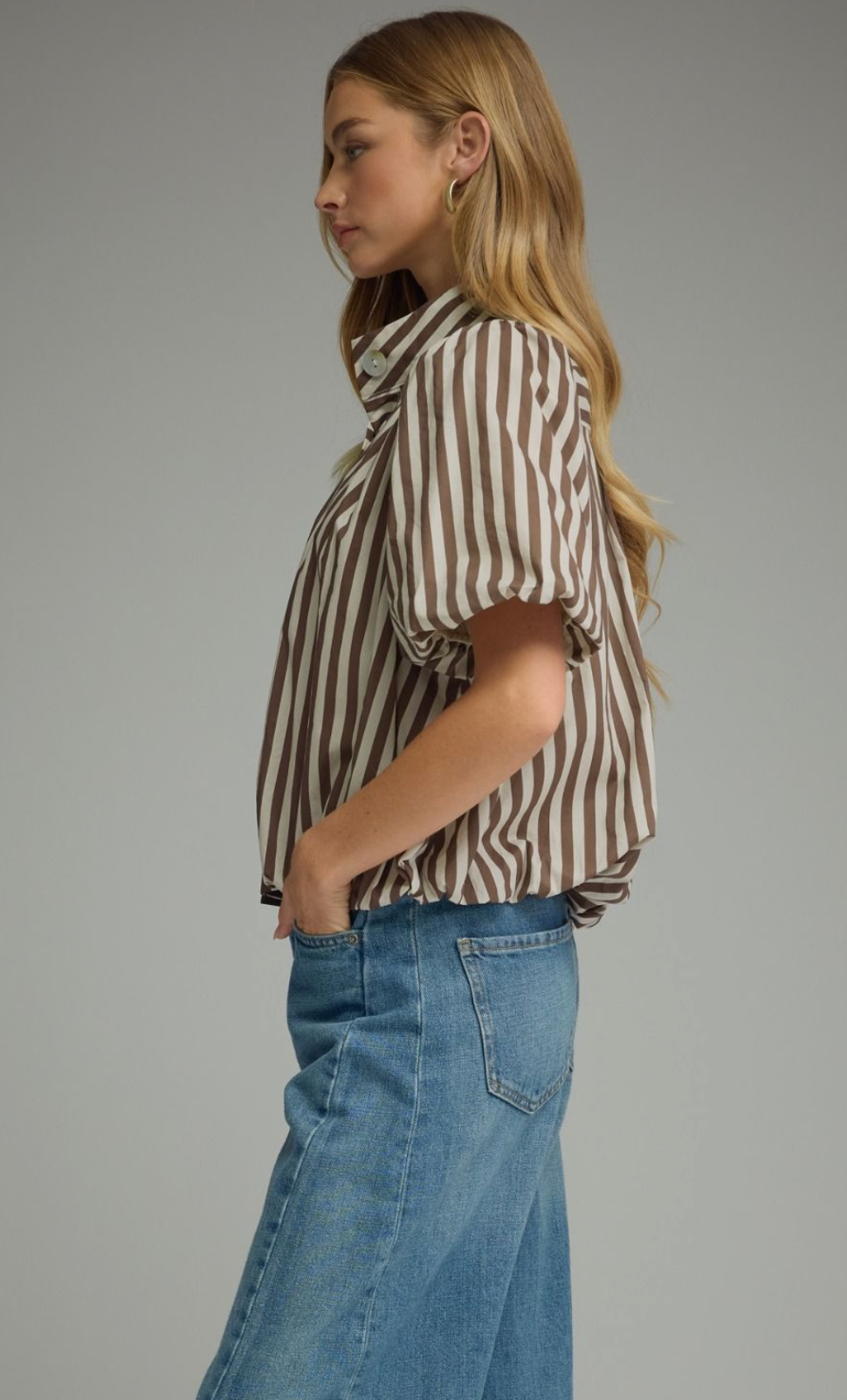 Puff Sleeve Striped Blouse
