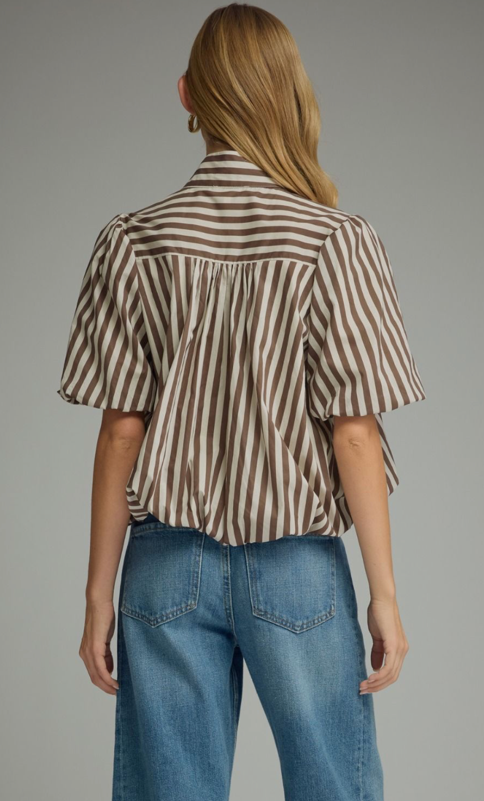 Puff Sleeve Striped Blouse