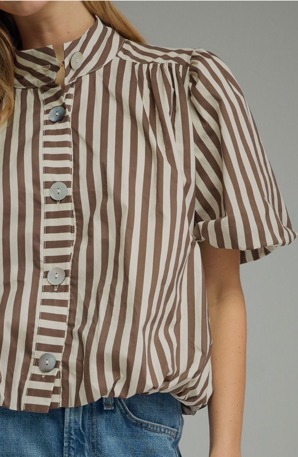 Puff Sleeve Striped Blouse