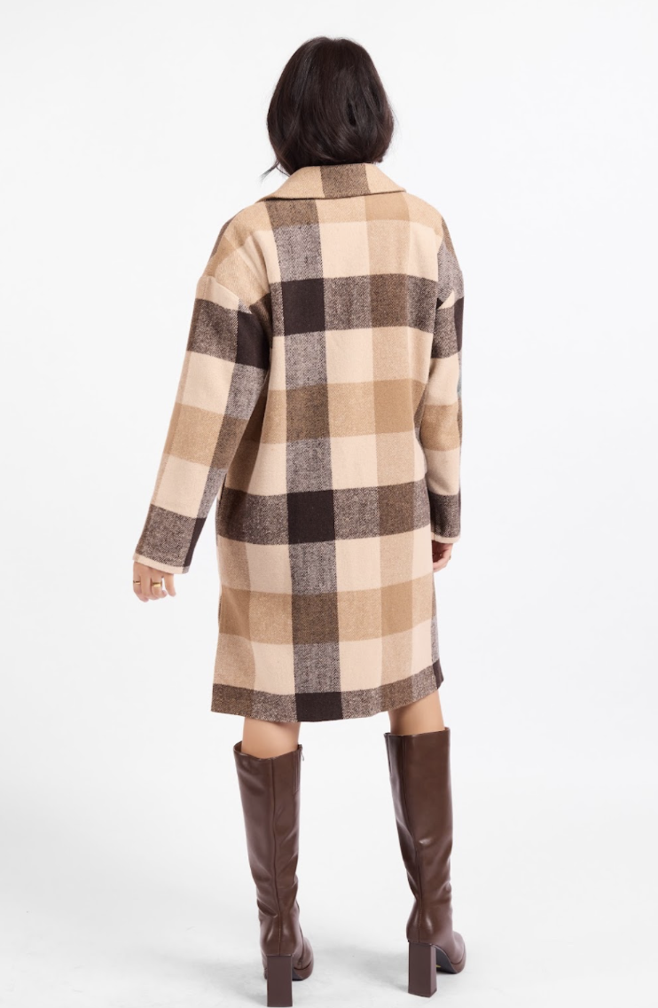 Farmland Plaid Open Coat