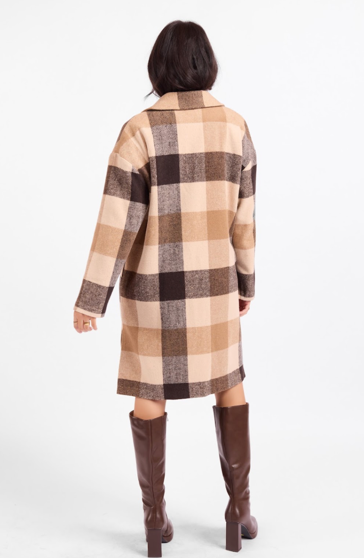 Farmland Plaid Open Coat