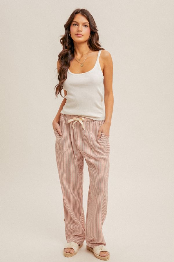 Rolled Hem Stripe Pants