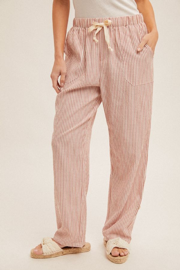 Rolled Hem Stripe Pants