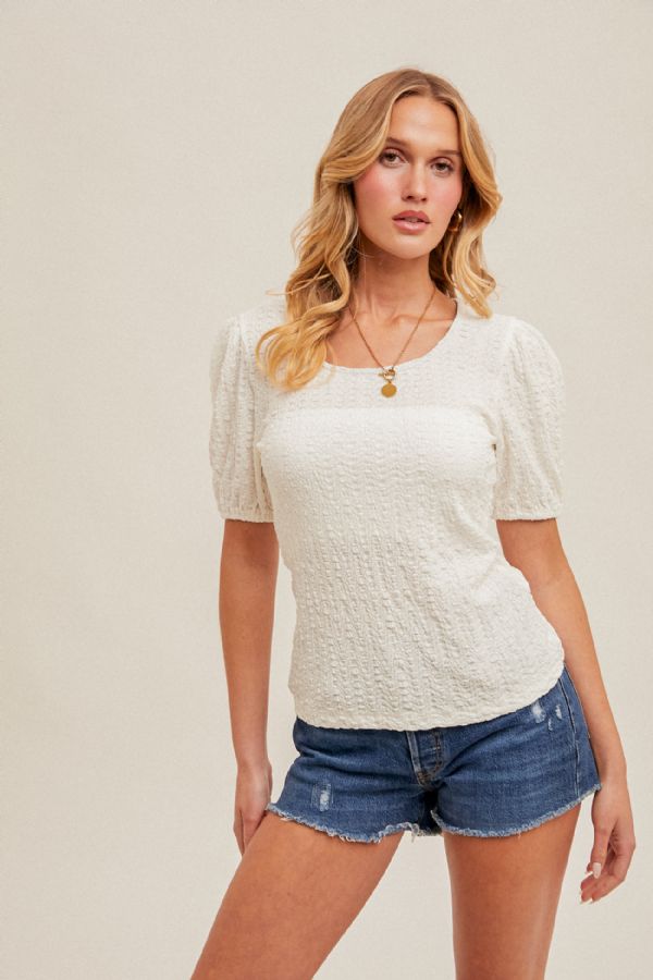 Scoop Neck Bubble Sleeve Tee