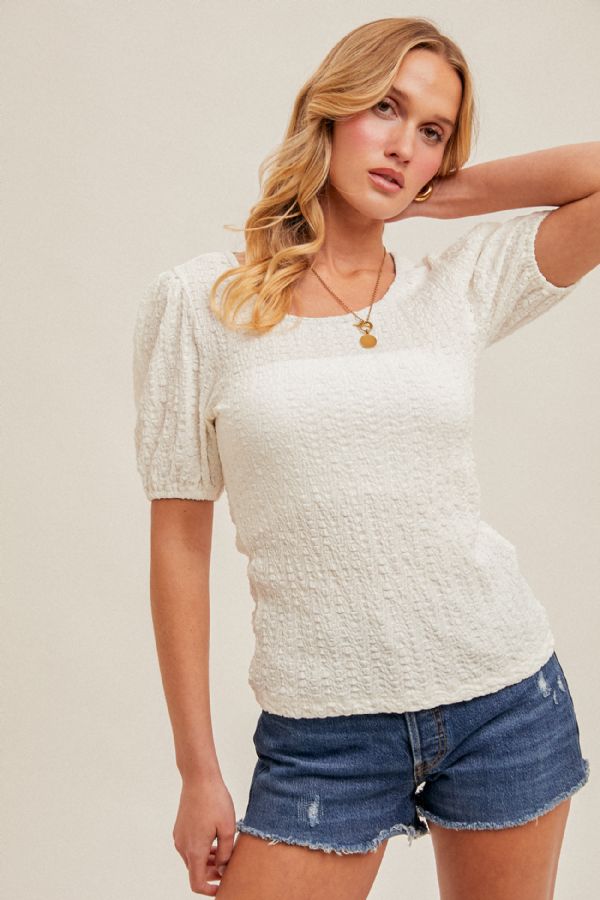 Scoop Neck Bubble Sleeve Tee