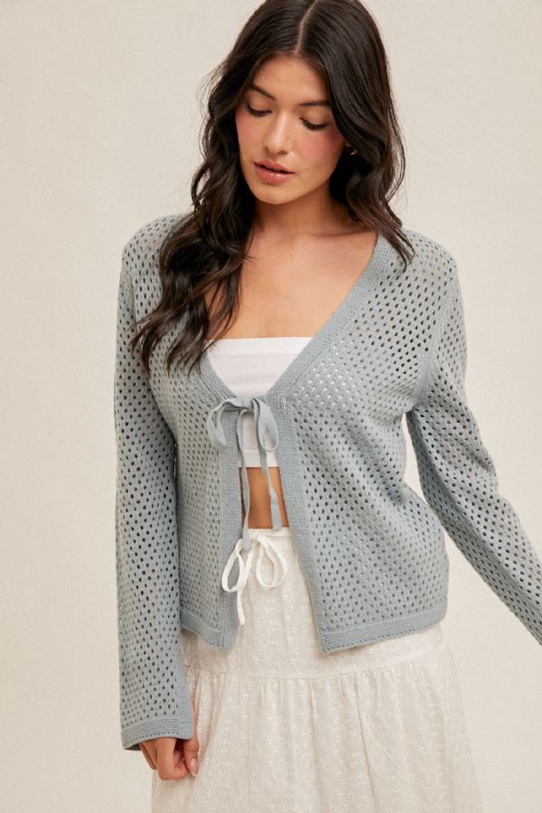 Front Tie Crochet Cardi