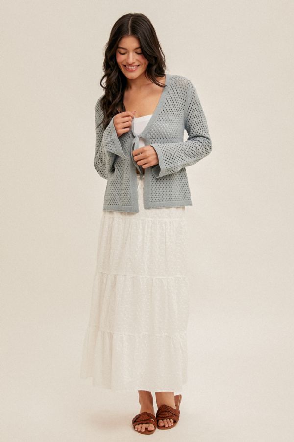 Front Tie Crochet Cardi