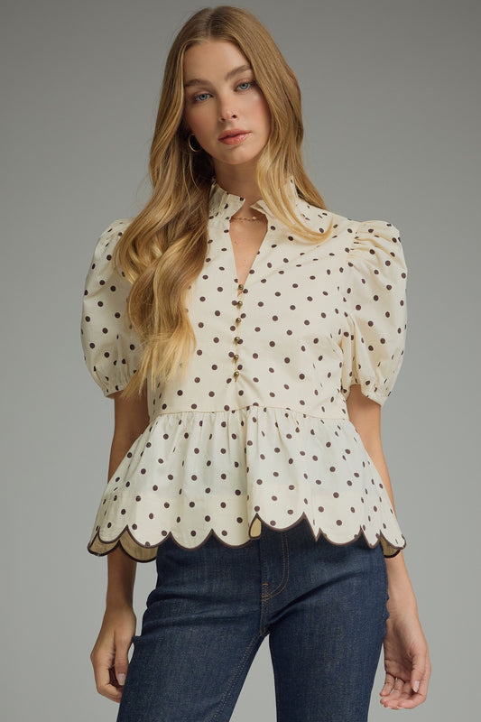 Peplum Polka Dot Top