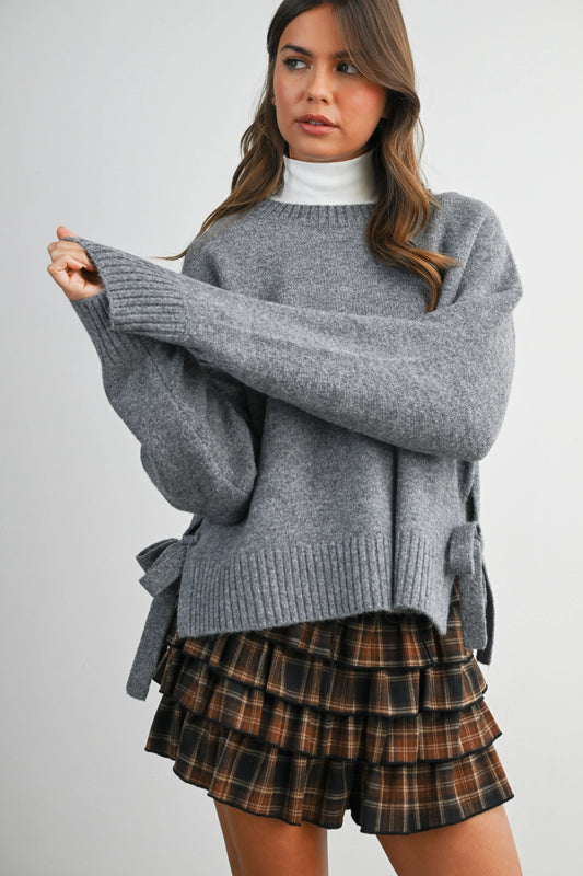 Tie Split Hem Sweater