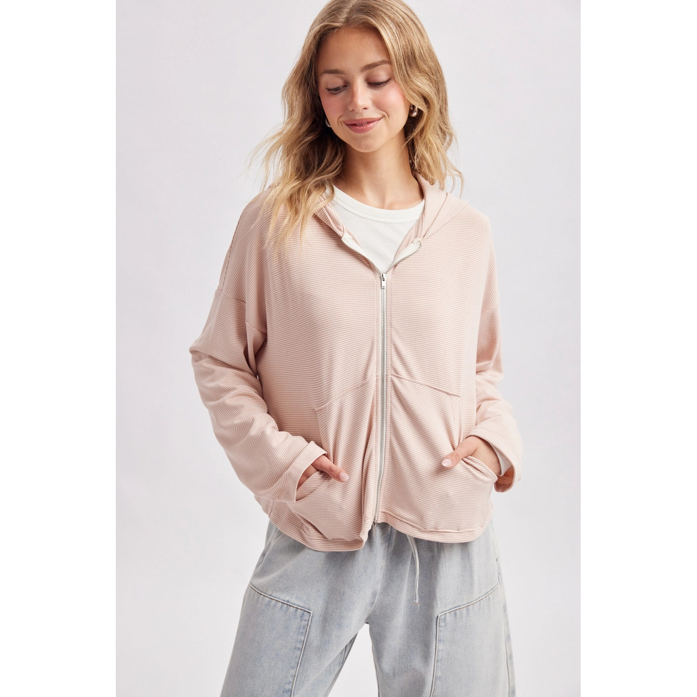 Striped Zip Up Hoodie
