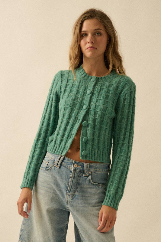 Cable Knit Button-Up Cardigan