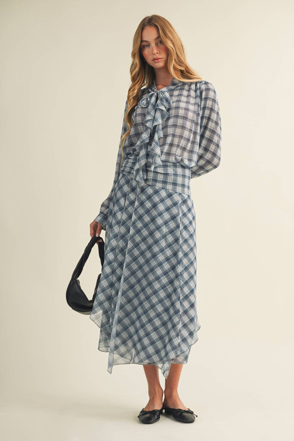Asymmetric Plaid Handkerchief Hem Skirt