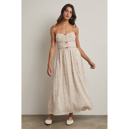 Triple Bow Floral Midi Dress